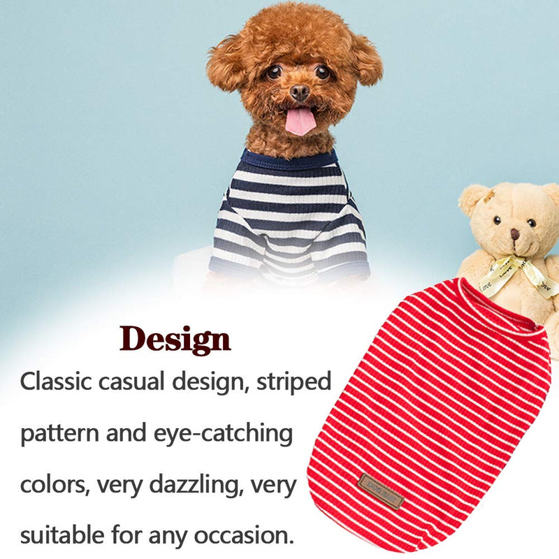 2 Pcs Cotton Striped Dog Shirt, Puppy T-Shirts, Dogs Clothing Accessories for Small Extra Small Medium Dog or Cat, Spring and Summer (Small) - PawsPlanet Australia
