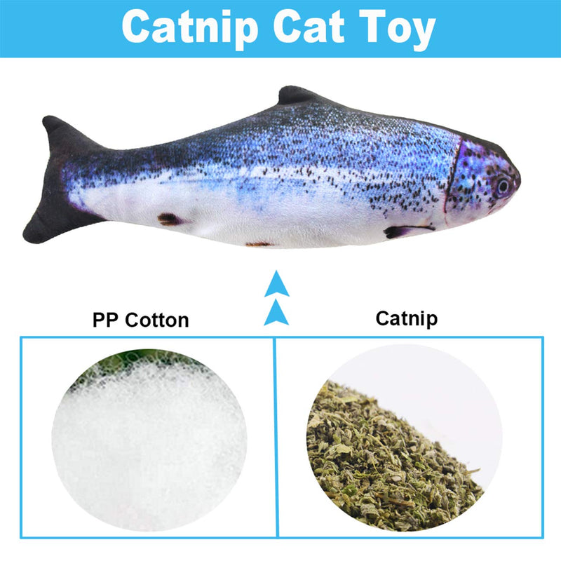 [Australia] - Malier Electric Fish Cat Toys, Realistic Plush Moving Fish Cat Toys, USB Rechargeable Flopping Kitten Toys, Wagging Catnip Toys, Interactive Cat Chew Toys Supplies for Cats Kitten Kitty (Salmon) 