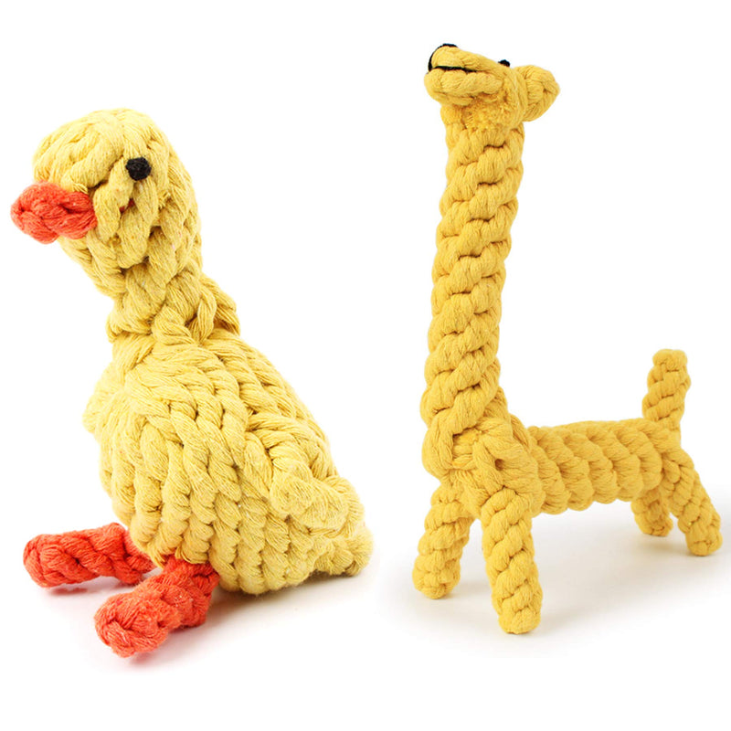 Puppy Rope Dog Toy Cotton Rope Knot Teething Chew Toys Boredom Dogs Rope Duck & Giraffe 2 Packs Teeth Cleaning Chew Toy Interactive Pet Play Training Toys - PawsPlanet Australia
