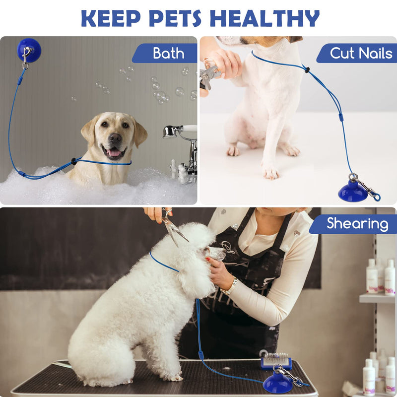 Petbobi Dog Bathing Tether with Suction Cup, Dog Grooming Tub Restraint Including Silicone Suction Cup + Adjustable Collar Dog Leash + Soft Bath Brush for Fixed Dogs During Pet Shower and Grooming - PawsPlanet Australia