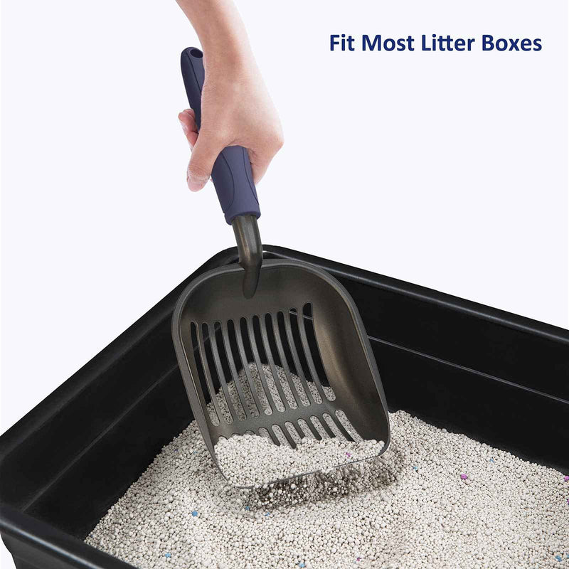 WePet Cat Litter Scoop, Non Stick Plated Aluminum Alloy Sifter, Kitty Metal Scooper, Deep Shovel, Long Handle, Poop Sifting, Kitten Pooper Lifter, Coated Black Body with Handle #01 Blue - PawsPlanet Australia