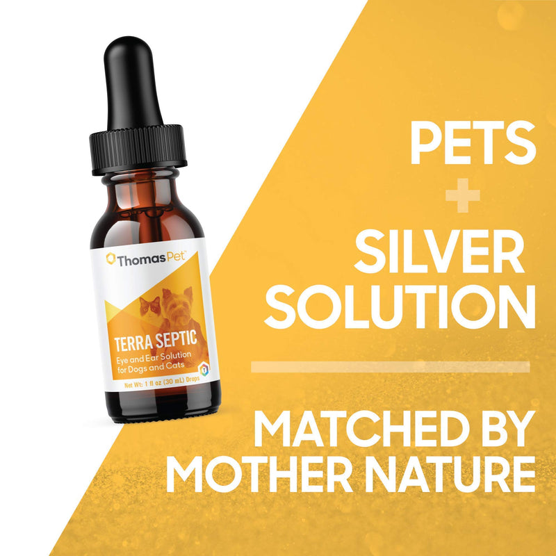 Thomas Pet Terra Septic - Silver Solution for Dogs & Cats - Helps with Seasonal Allergies, Runny Eyes, & Tear Stains - (30 Milliliters) - PawsPlanet Australia