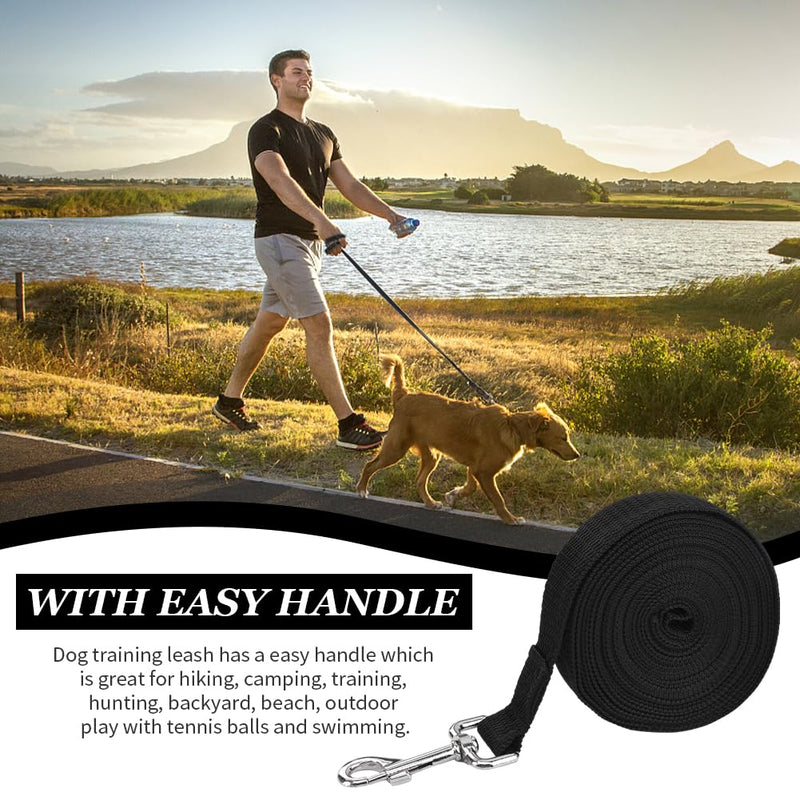 Recall leash for dogs, 6 m long dog leash with hand strap and 360° carabiner, waterproof training leash for large to small dogs (black). - PawsPlanet Australia