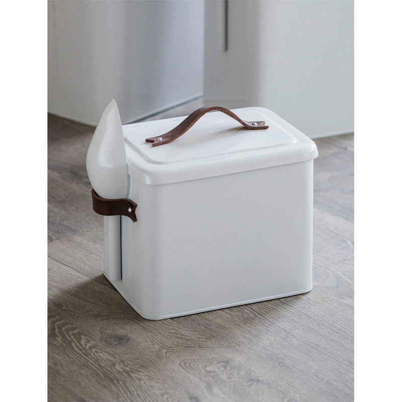 Garden Trading Pet Bin Storage with Scoop and Leather Handles Crafted in Steel Small - PawsPlanet Australia