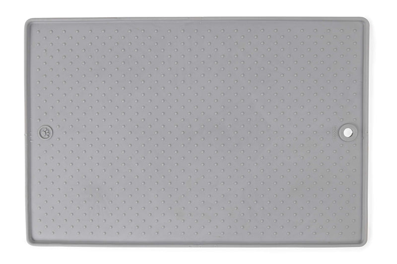 Dexas Pets Grippmat Flexible Non-Slip Pet Placemat/Spill Catcher for Dog Bowls and Cat Bowls 13 by 19 Inches Light Gray - PawsPlanet Australia