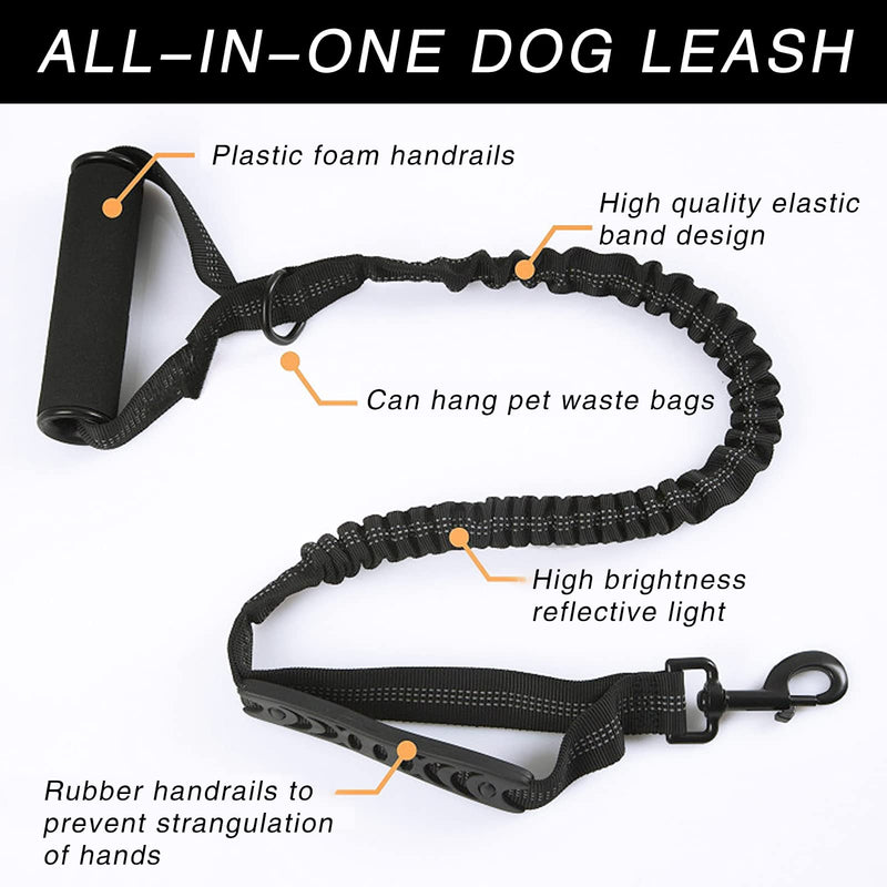 Soft Handle Leash,4-6FT Dog Bungee Leash,Heavy Duty Elastic Bungee Dog Leash,Reflective Nylon Training Leash with Soft Double Handle Padded,Suitable for Medium and Large Dogs (Purple, 4-6FT) Purple - PawsPlanet Australia