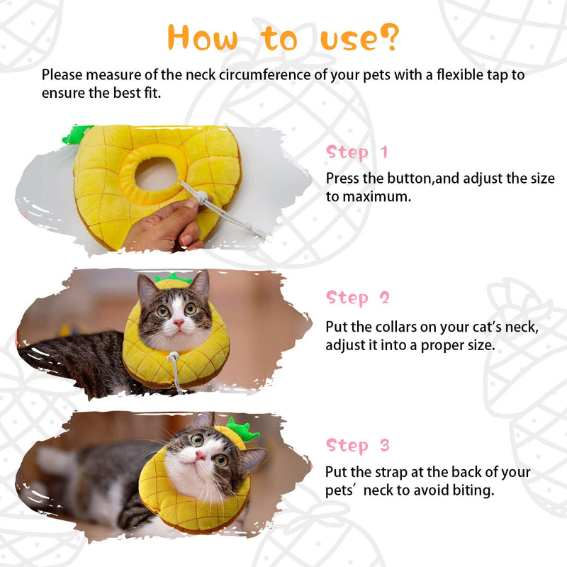 HYLYUN Cat Recovery Collar - Cute Sun Flower Neck Cat Cones After Surgery, Adjustable Cat E Collar, Surgery Recovery Elizabethan Collars for Kitten and Cats Pineapple - PawsPlanet Australia