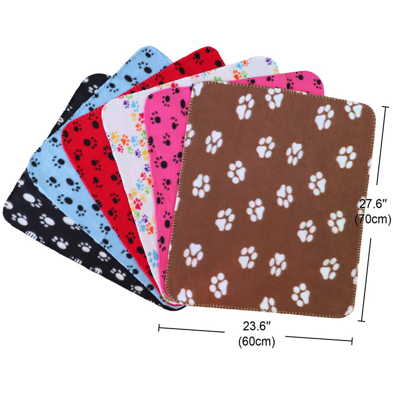 AK KYC 6 Pack Dog Blanket 24"x28" Mixed Blanket for Puppy Cushion Fleece Blankets Dog Cat Pet Sleep Mat Pad Bed Cover with Paw Print Kitten Soft Warm Blanket for Animals 6 pack-B(24x28 inches) - PawsPlanet Australia