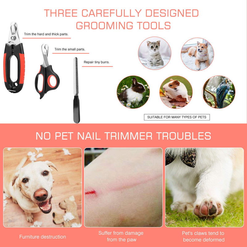 [Australia] - KISSIN Dog Nail Clippers Trimmer Set - Quick Safety Guard to Avoid Overcutting 4-in-1 Stainless Steel Pet Nail Clippers - Start Professional & Safe Pet Grooming at Home 