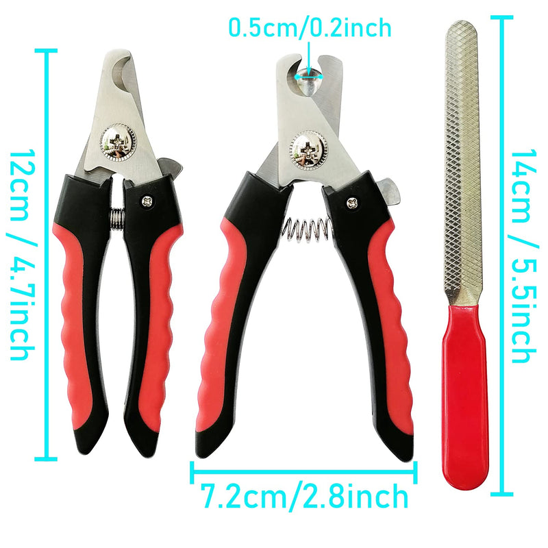 MMSGA nail clippers and nail file for pets, nail clippers for dogs and cats with safety protection to avoid overcutting, safe and easy to use, made of stainless steel (S, red) S - PawsPlanet Australia