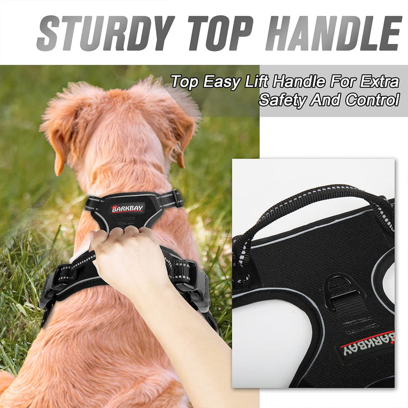 BARKBAY No Pull Dog Harness Front Clip Heavy Duty Reflective Easy Control Handle for Large Dog Walking Small(Chest:17-22") Black - PawsPlanet Australia