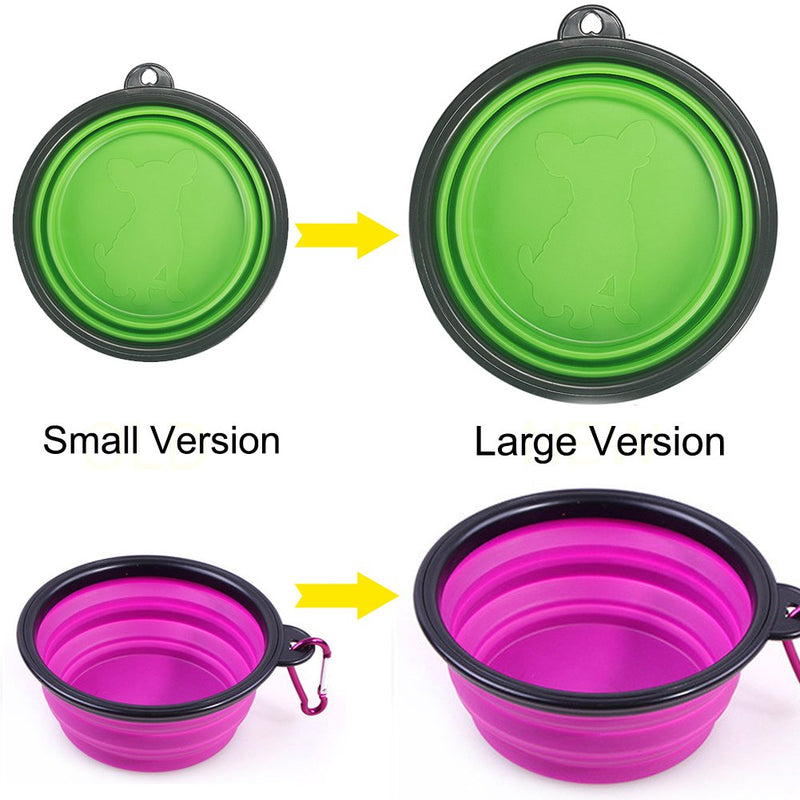 [Australia] - STARUBY 2-Pack Large Collapsible Dog Bowl, 7 Inch Foldable Pet Travel Bowl, Portable Cat Feeding Dish, for Outdoor Camping Pet Food Water Bowl Green and Purple 