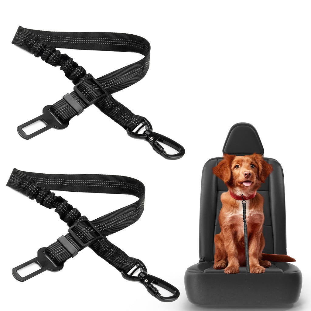 Petplicity - Set of 2 Retractable Seatbelts for Pets - Adjustable, Heavy Duty, and Elastic - Durable Car Harness for Dogs - Nylon Pet Safety in Vehicles - PawsPlanet Australia