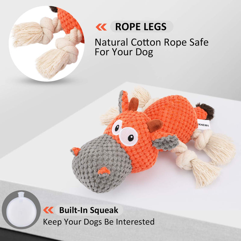 Iokheira Dog Plush Toys, Squeaky Dog Toys Interactive, Tough Dog Chew Toy with Cotton Material and Crinkle Paper, Interactive Dog Toys for Large and Small Dogs Orange - PawsPlanet Australia