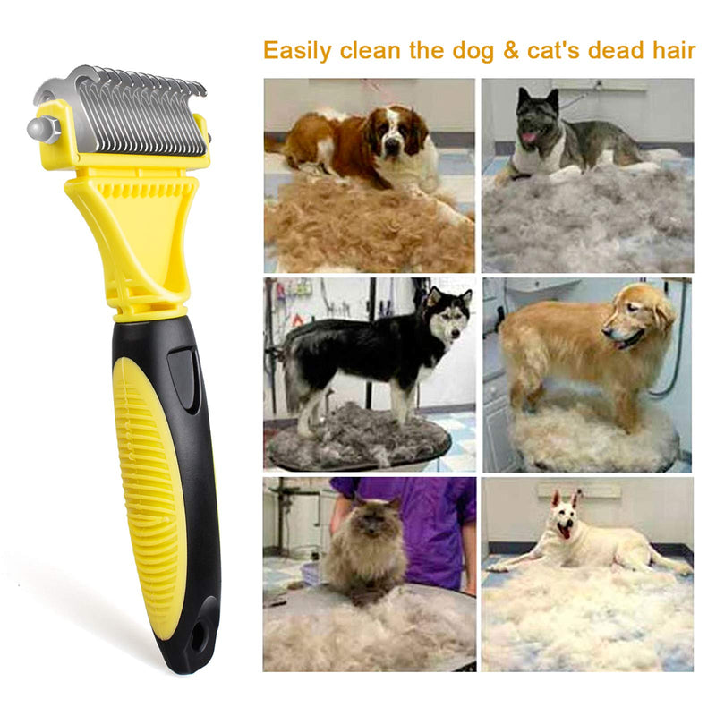 morpilot Dog Comb, Dog Dematting Comb Tool - 23+12 Double Sided Teeth Blade Dog Undercoat Rake Comb, Dog Combs for Grooming, Pet Dog Grooming Comb Brush- Removes Easy Knots, Mats and Tangled Hair - PawsPlanet Australia