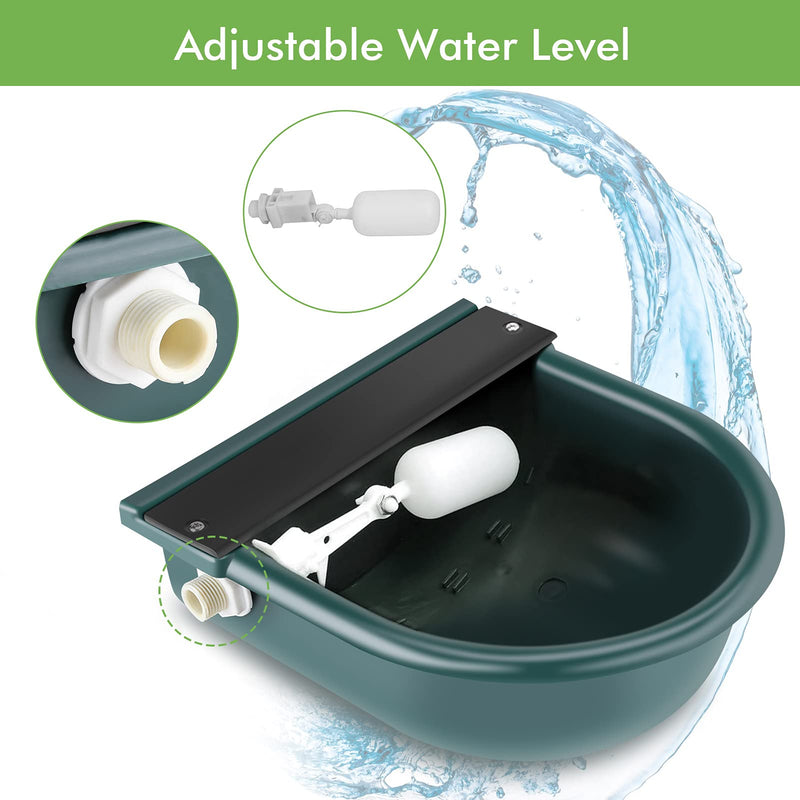 Refillable Water Drinkers for Horses, 4L Automatic Float Livestock Water Drinker Valve Water Trough, PP+Copper Large Chicken Refillable Water Drinker Bowl Feeder for Horses Pet Livestock Dog Sheep Green - PawsPlanet Australia