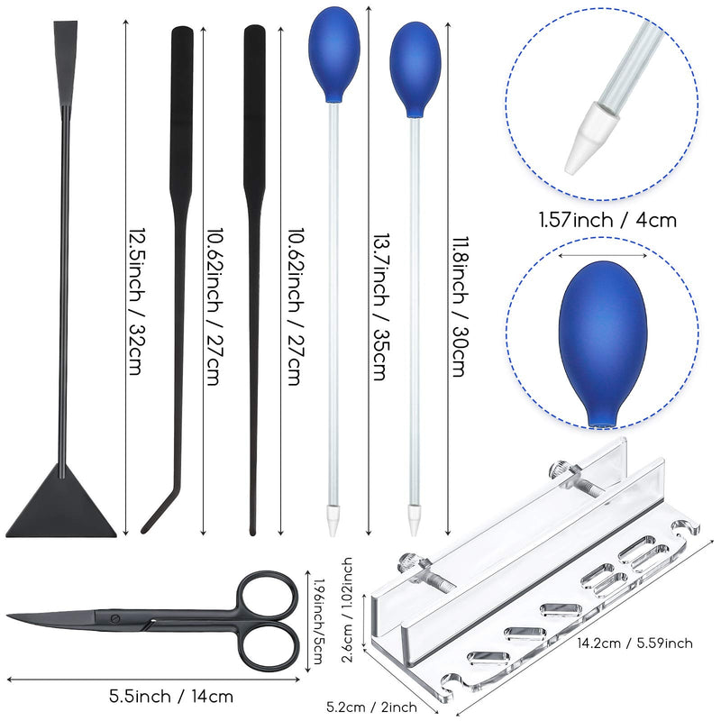 7 Pieces Coral Feeder Set Include 30 cm and 35 cm Long Acrylic Aquarium Marine Fish Reef Feeding Tool, Stainless Steel Straight and Curved Tweezers, Flat Sand Shovel and Elbow Scissor with Tool Holder - PawsPlanet Australia