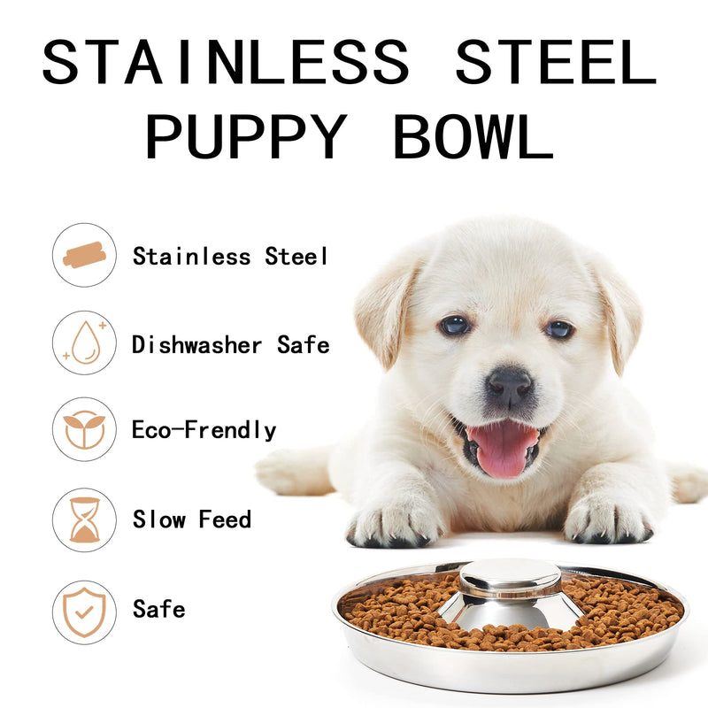 Thankspaw Stainless Steel Puppy Bowls, Set of 2 Puppy Feeder, Dog Food and Water Bowl, Food Feeding Weaning for Small Medium Large Dogs, Pets, S S-4¼ cups/34oz - PawsPlanet Australia