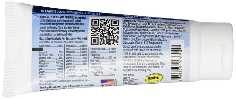 Nutri-Vet Multi-Vite Multivitamin Paw Gel for Cats | Daily Vitamin and Mineral Support | Salmon, 3 Ounce Tube - PawsPlanet Australia