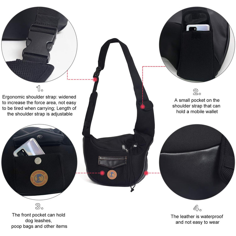 JISSBON Pet Sling Carrier for Small Dogs,Cats and Puppies,Adjustable Carrier Puppy Hand-Free Carrier Breathable Travel Tote Bag,Foldable Pocket Seat Belt for Outdoor and Travel Black - PawsPlanet Australia