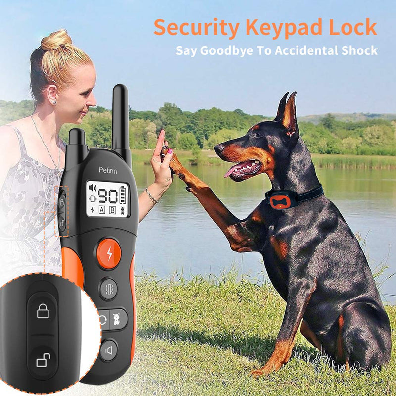 [Australia] - PetInn Dog Training Collar, 3 Training Modes Beep Vibration and Electric Shock, 0~99 Shock Adjust Levels, Long Standby Time, IP67 Waterproof, 660 Yards Remote Control with Keypad Lock, Safer & Humane 