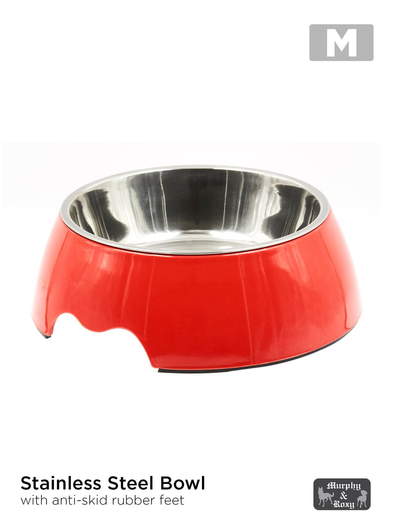 [Australia] - Murphy & Roxy Pet's Stainless Steel Bowl with Anti-Skid Rubber Feet Medium Red 