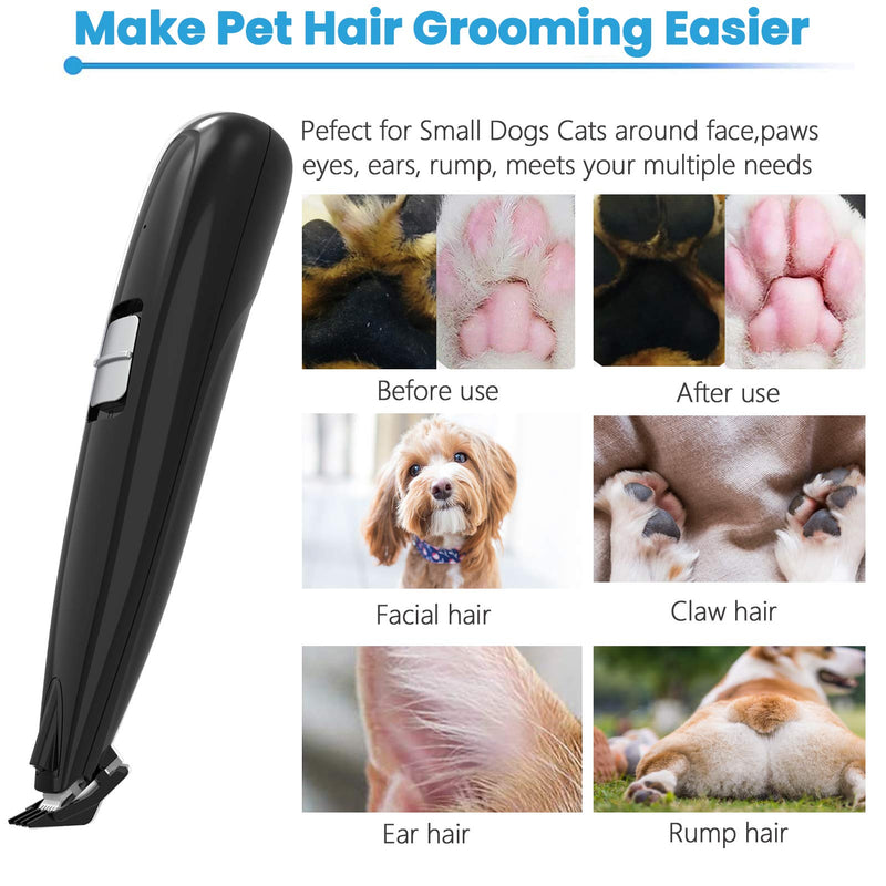 [Australia] - MaikcQ Dog Clippers Grooming Kit,Upgraded LED Lighting 2-Speed Professional Electric Pet Clipper,Quiet Cordless Rechargeable Pet Trimmer for Hair Around Paws, Eyes, Ears, Rump Black/ LED 