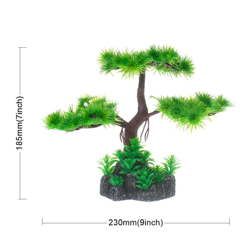 [Australia] - Saim Artificial Pine Tree Plastic Plant Decor for Aquarium Fish Tank Bonsai Ornament Red Green 7" Height 