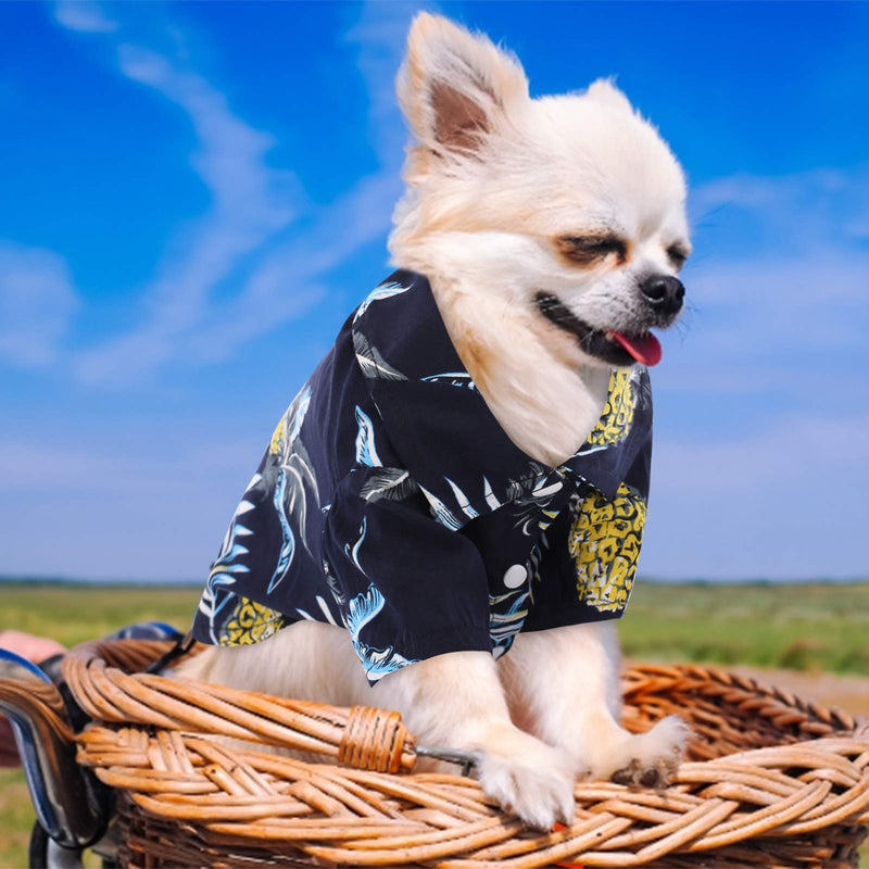 Zuozee Hawaiian Dog Shirts Pet Polo T-Shirt Clothes Breathable for Small to Medium Puppy Cats Cool Summer Vacation Customs Navy Blue S - PawsPlanet Australia