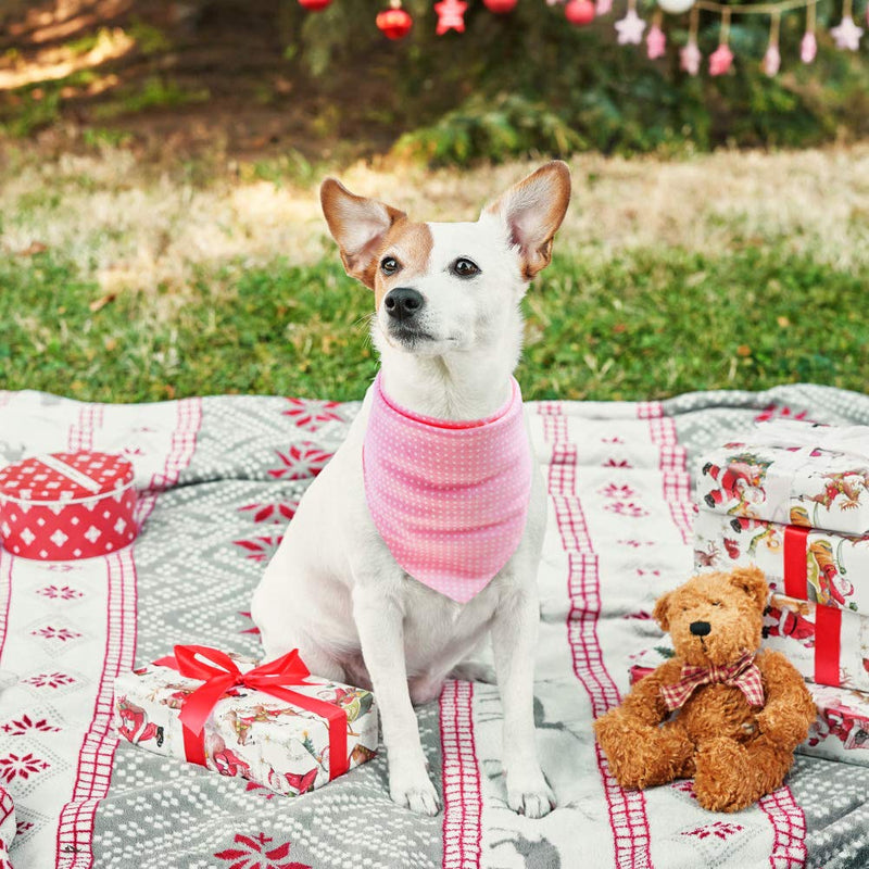 PAWCHIE Floral Series Dog Bandana 5 Pack - Adjustable Soft Cute Square Bandana for Puppies, Small Dogs Trangle Scarf Daily Wear - Red Pink - PawsPlanet Australia