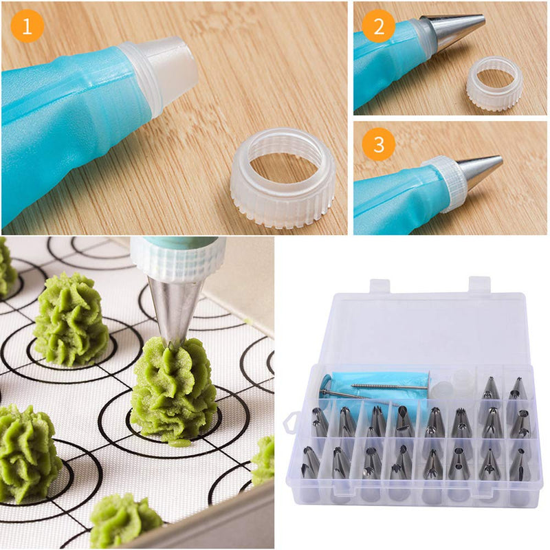 Cake Decorating Supplies Kit - 40 in 1 cake decorations,35Pcs Professional Stainless Steel DIY Icing Tips with 2 Reusable Coupler & Storage Case & 1 Sizes Silicone Cake Decorating Pastry Bags - PawsPlanet Australia