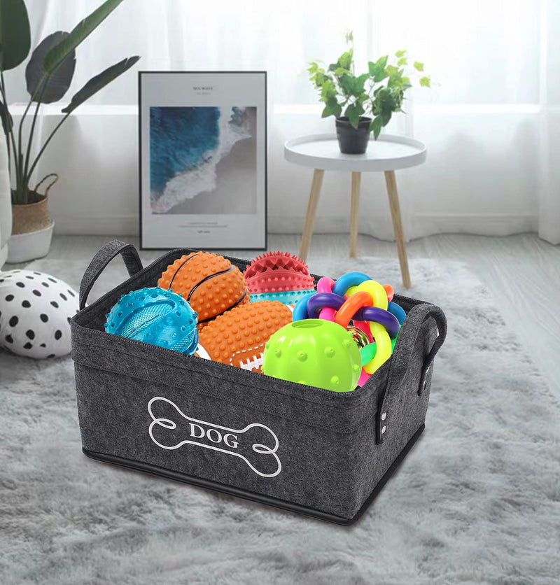 Morezi Felt dog toy basket storage and dog toy storage, pet toy boxes organizer - Perfect for organizing pet toys, blankets, leashes, dry food and bone - Gray - PawsPlanet Australia