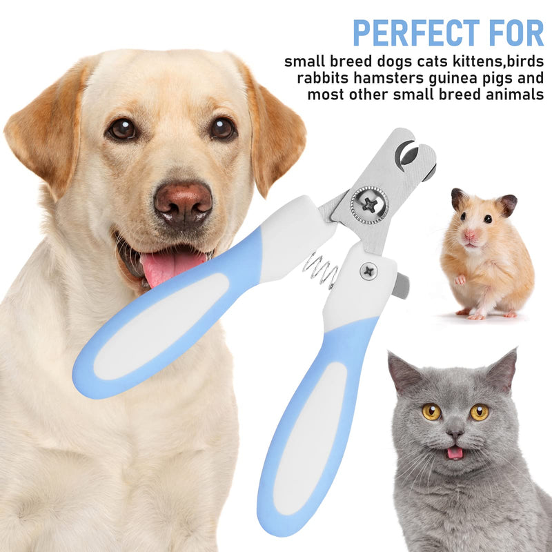 cobee dog nail clippers with nail file, stainless steel cat nail clippers, pet nail clippers suitable for puppies, kittens with safety clasp and protective guard to avoid overcutting (blue) Blue - PawsPlanet Australia