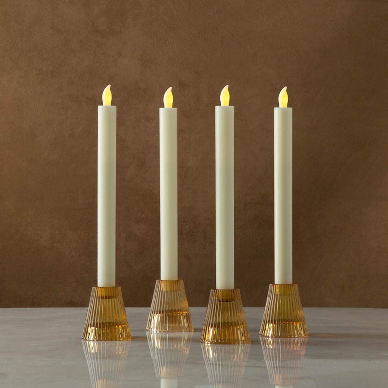 LED Flameless Taper Candles - 10 Inch, Battery Operated, Flickering Warm White Light, Remote Control with Timer Included, Ivory Real Wax, Push Activated Fake Candlesticks - Set of 4 4 Pack - PawsPlanet Australia