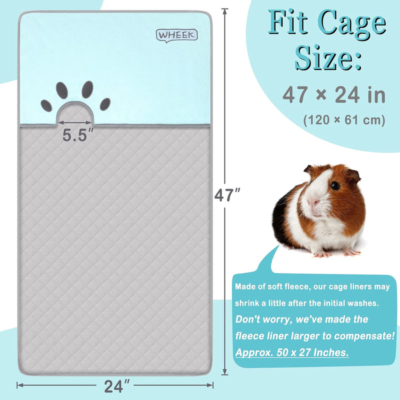 Guinea Pig Fleece Cage Liners, Guinea Pig Blanket Bedding with Burrowing Pocket Sleeve, Upgraded Waterproof Bottom Mat Super Absorbent Anti Slip Pad 4 Layers, Soft & Dust Free for Small Animals Rabbit Blue - PawsPlanet Australia