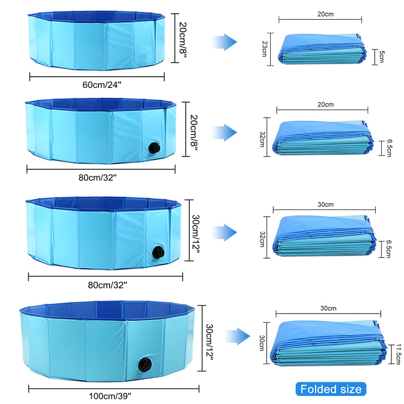 Dyna-Living Pet Paddling Pool Foldable Swimming Pool for Dogs Cats Kids Puppy Bathing Tub Portable PVC Non-Slip Pet Kid Foldable Pool for Indoor Patio Yard Garden - PawsPlanet Australia