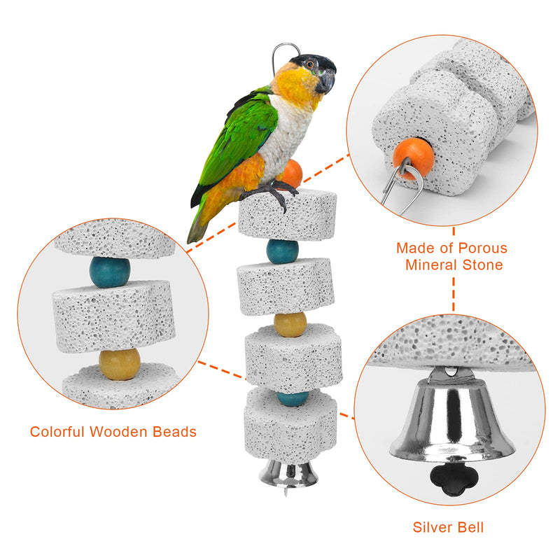 AHIER 7 Inch Bird Mirror with Rope Perch, Bird Toys Swing Parrot Grinding Stone with Bell for Parakeet Cockatoo Cockatiel Lovebirds Canaries - PawsPlanet Australia