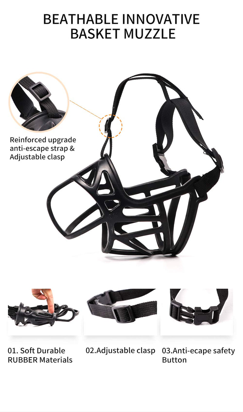 [Australia] - KITAINE Dog Muzzle, Soft Humane Rubber Basket Muzzle Upgrade for Small Pups Medium Large Dog Muzzle Best to Prevent Biting Chewing Barking, Muzzle Allows Free Pant Drink XS 
