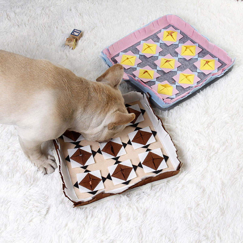 Yinuoday Dog Snuffle Mat, Pet Activity Mat Puzzle Toys Encourages Natural Foraging Skills Nosework Blanket Smell Training Pad for Puppy Doggies Coffee - PawsPlanet Australia