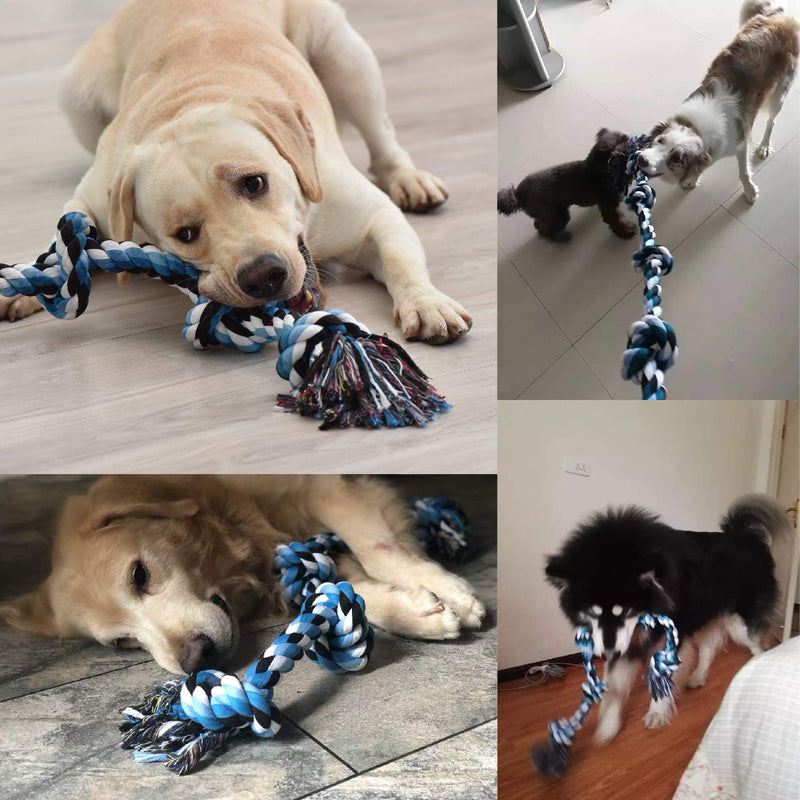 [Australia] - KILIKI Dog Rope Toys for Aggressive Chewers: 3 Feet 5 Knots Indestructible Dog Chew Toys Tough Nature Cotton for Medium and Large Breed 