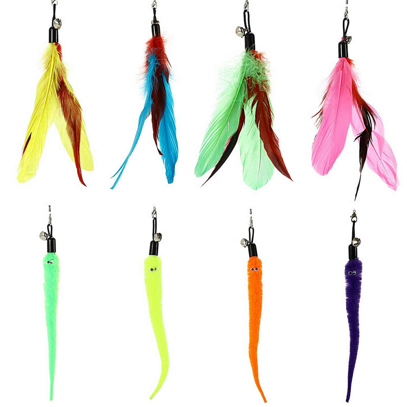 Cat Toys Cat Feather Toys Interactive 10 Piece Toy Set with Retractable Teaser Wands and Feather Worm Toys with Bells for Indoor Cat and Kitten Catcher (10PACK) 10PACK - PawsPlanet Australia