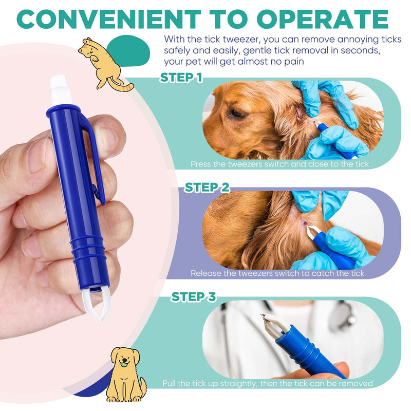 Zopeal 5 Pieces Tick Remover Tool Set Tick Remover Tools for Dogs, Humans and Cats Tick Hook with 3 Tick Remover, 1 Tick Tweezer with Spring, 1 Tick Flea Comb - PawsPlanet Australia