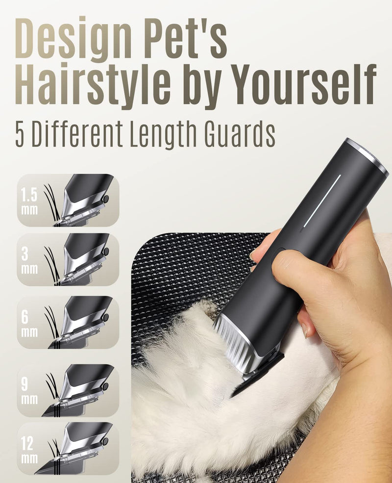 oneisall Cat Clippers,Low Noise Cat Grooming Clippers for Matted Long Hair,2 Speed Cordless Pet Clippers Kit for Cats Dogs and Pets (Black) Black - PawsPlanet Australia