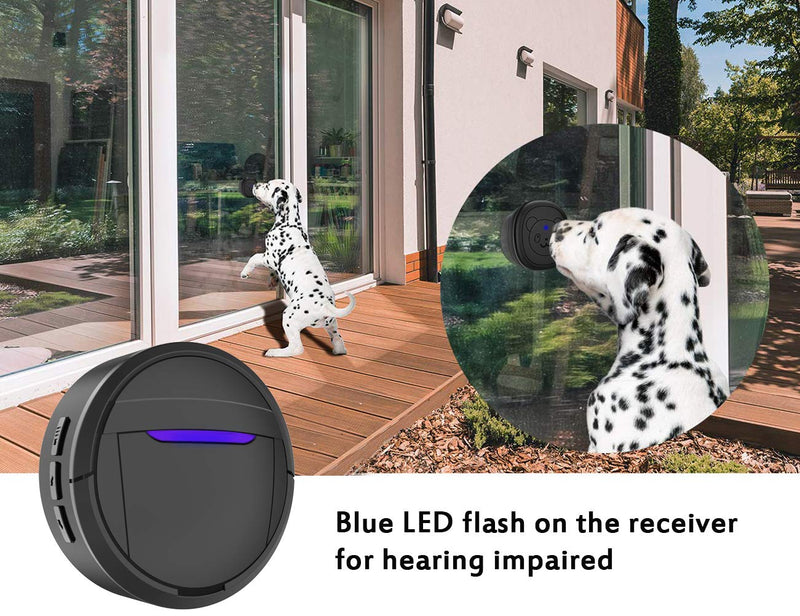 [Australia] - weird tails Wireless Doorbell, Dog Bells for Potty Training IP55 Waterproof Doorbell Chime Operating at 950 Feet with 55 Melodies 5 Volume Levels LED Flash 1 Receiver 1 Transmitter 