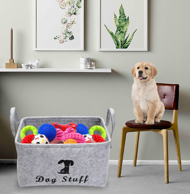 Brabtod Felt Pet Toy and Accessory Storage Bin, Basket Chest Organizer - Perfect for Organizing Pet Toys, Blankets, Nursery, Leashes and Food-Lightgray Lightgray - PawsPlanet Australia
