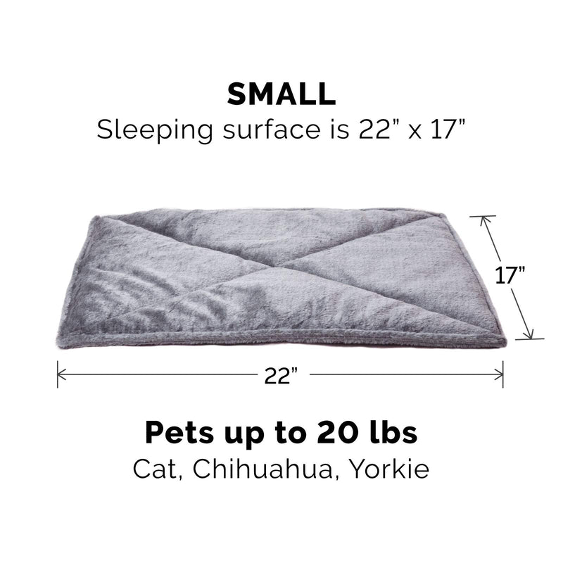 [Australia] - Furhaven Pet Dog Bed Mat | Insulated Self-Warming Pet Bed Mat, Water-Resistant Thermal Throw Blanket, & Absorbent Chenille Bath Towel Rug for Dogs & Cats - Available in Multiple Styles & Sizes Small Bed Pad Faux Fur Gray 