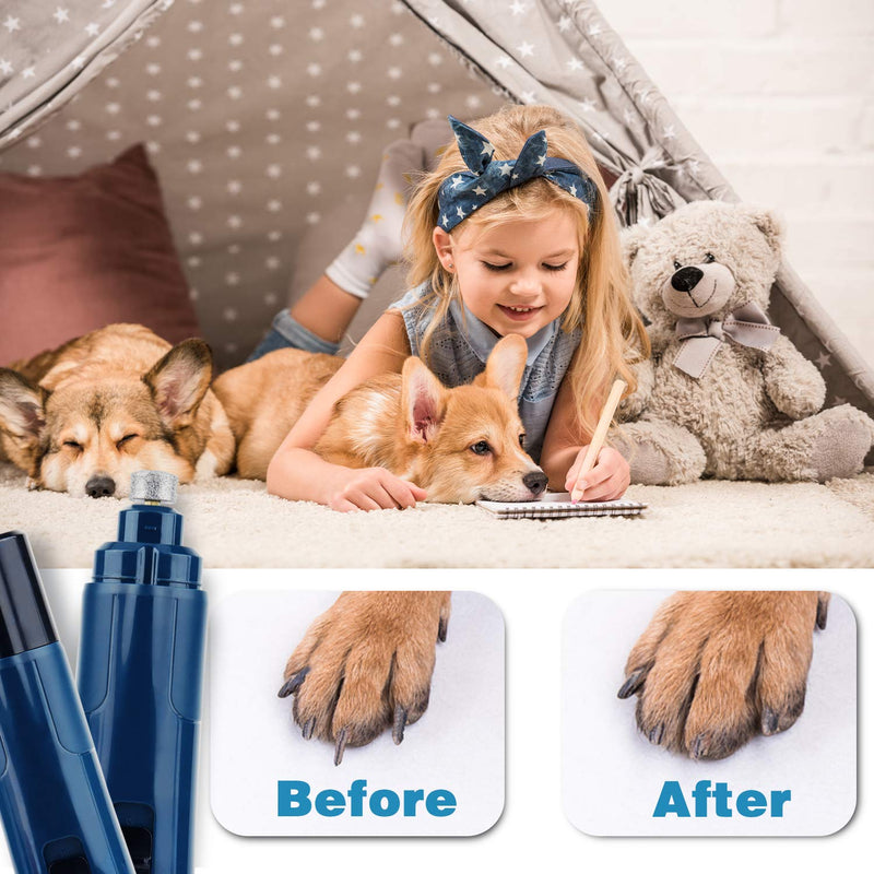 [Australia] - Ufanore Dog Nail Grinder with LED Light, Electric 2-Speed Pet Nail Trimmer Clipper Low Noise Rechargeable Painless Paws Grooming and Smoothing for Small Medium Large Dogs and Cats Navy Blue 