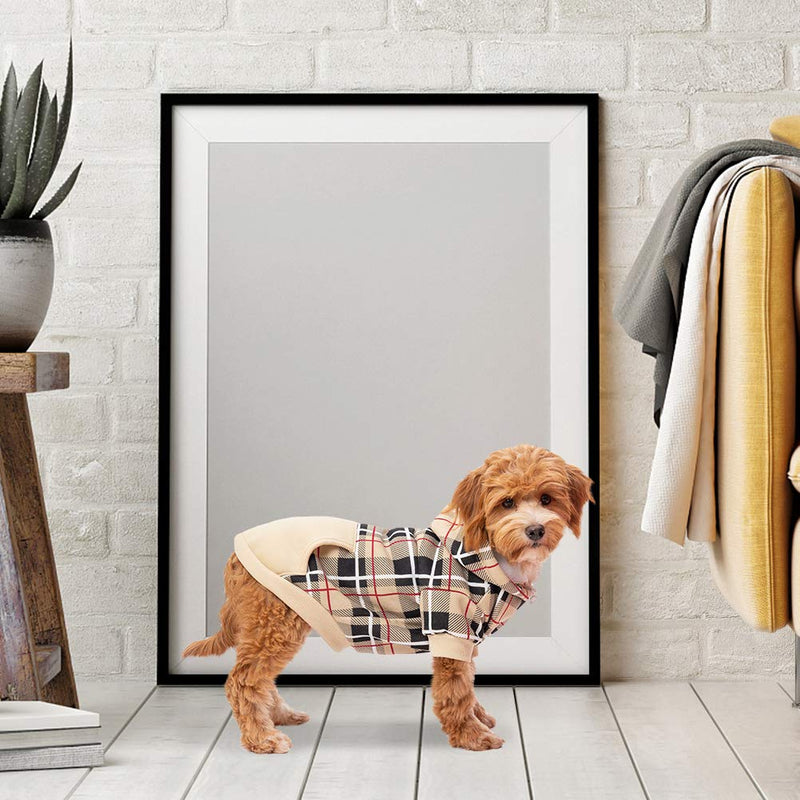 [Australia] - EXPAWLORER Plaid Dog Hoodie - British Style Plaid Pet Sweaters with Hat for Small Medium Large Dogs 