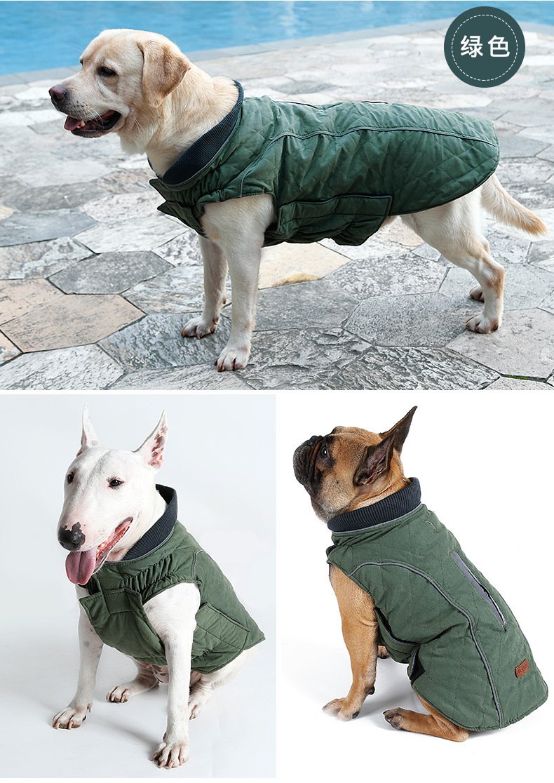Tineer Pet Jacket Dog Clothes Winter Warmer Quilted Dog Coat Winter Pet Jacket Vest Retro Cozy Warm Pet Outfit Clothes (XS, Green) XS - PawsPlanet Australia