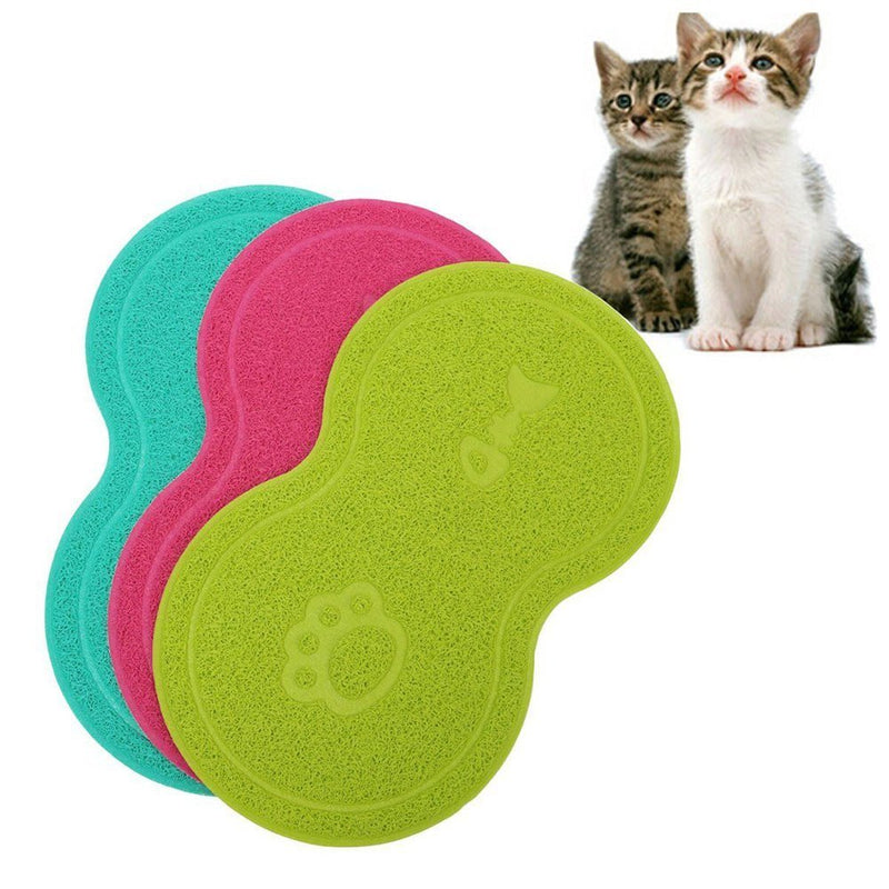 EONHUAYU Pet Food Mats, Cat Mat PVC Mat Waterproof Non-slip Pet Feeding Mat Pet Bowl Mat With Paw and Bone (Rose Red) - PawsPlanet Australia